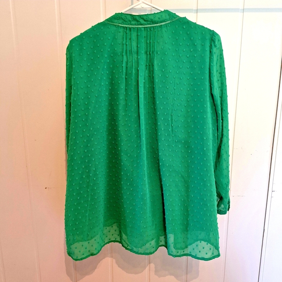 Jennifer and Grace Green Smocked Top Buttons Size XL Very Good Condotion - Picture 2 of 2